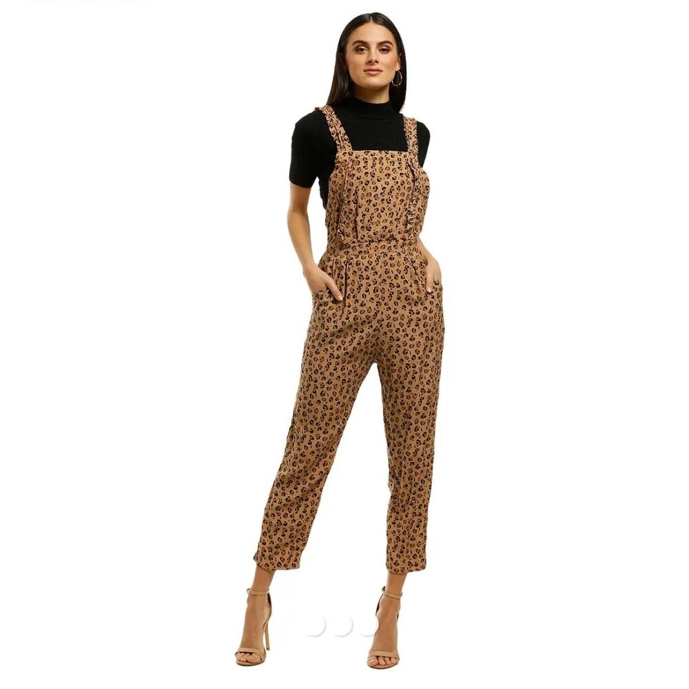 Rue Stiic Costello Leopard Print Ruffle Strap Jumpsuit Overalls
Size Medium